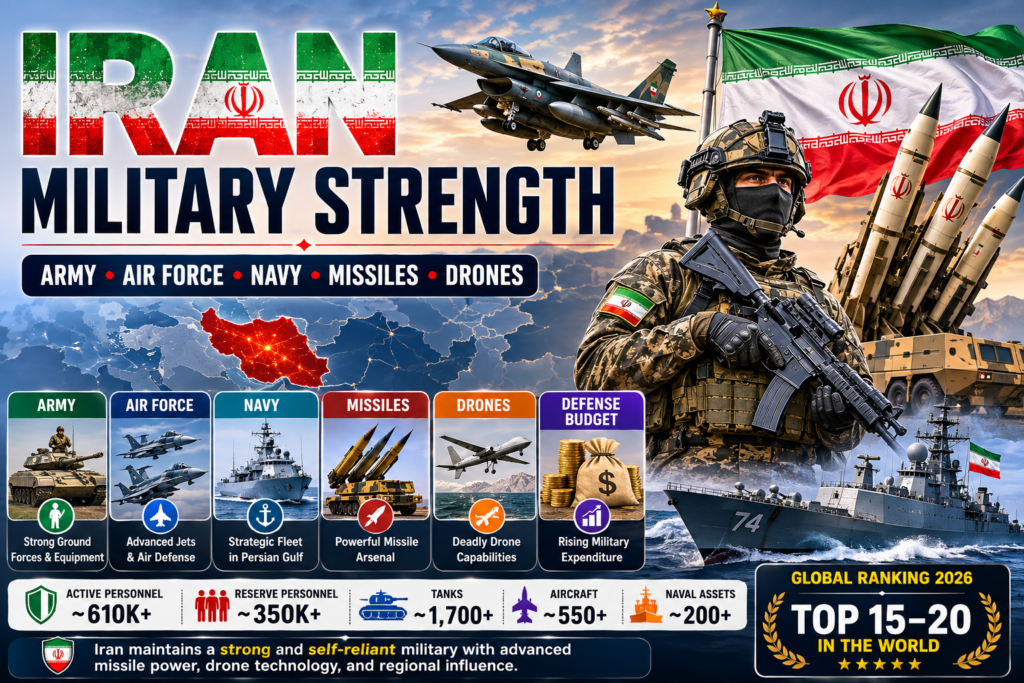 Iran Military Strength- Army, Air Force, Navy, Missiles, Drones, Budget & Global Ranking