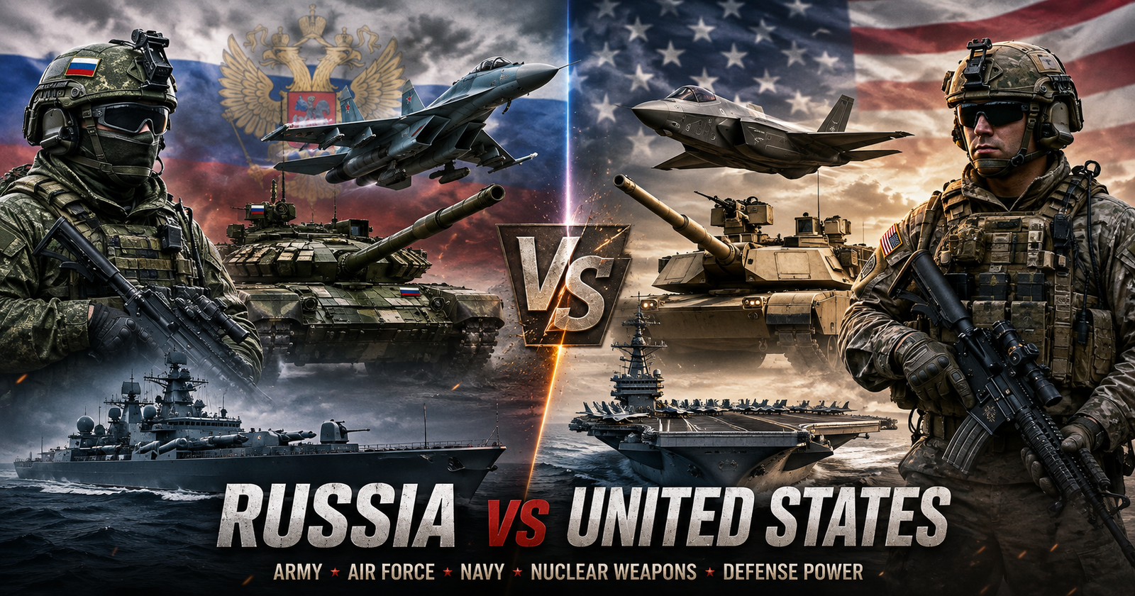 Russia vs United States Military Comparison- Army, Air Force, Navy, Nuclear Weapons & Defense Power